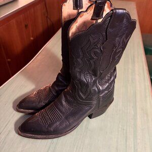 Vintage Womens Lucchese 2000 T2551R4 Black Leather Western Boots Size 8.5 B